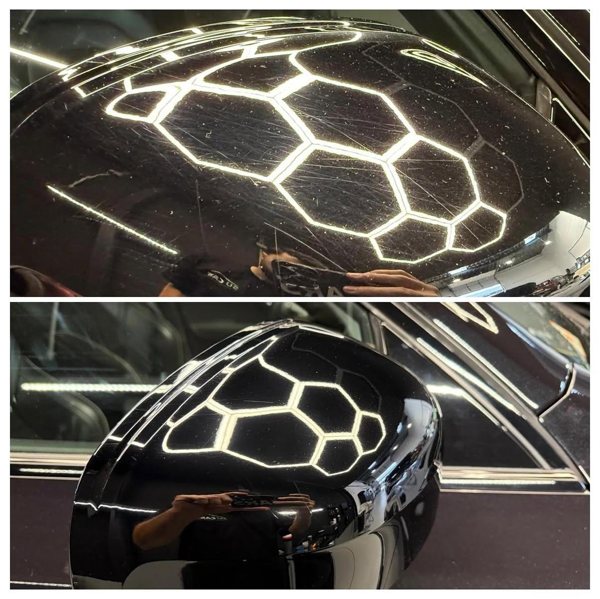 Dak en spiegel polijsten voor en na