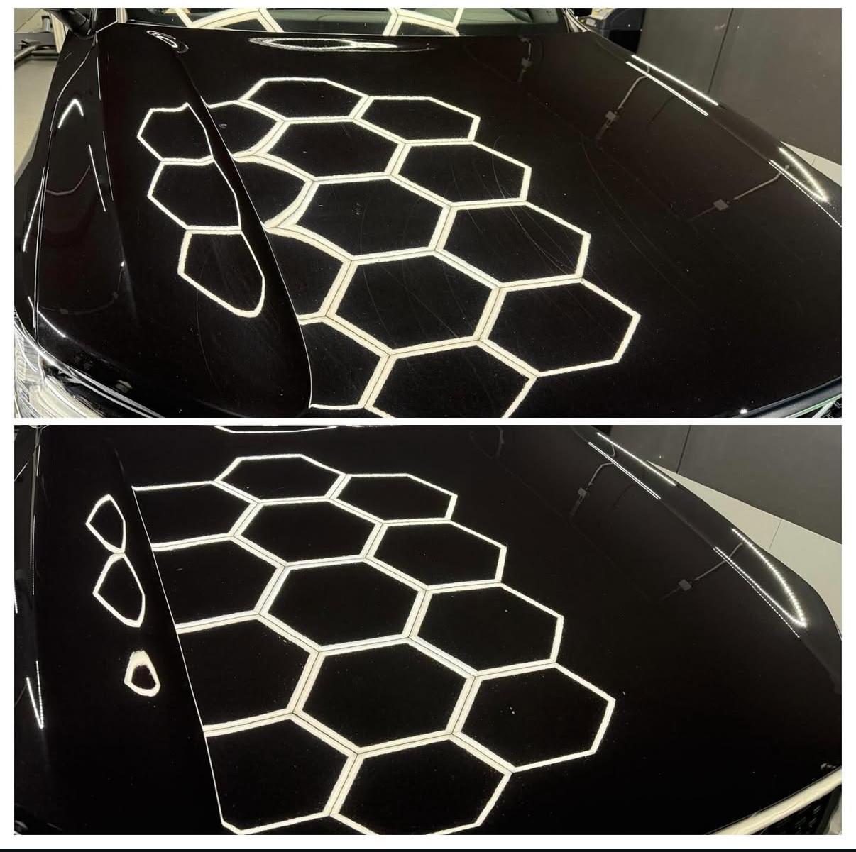 Motorkap polijsten voor en na